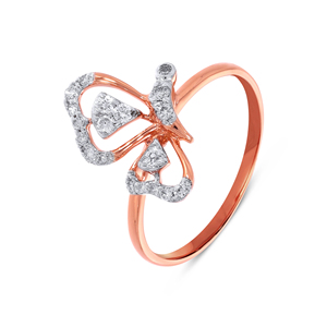 Anillo de Diamantes Graceful Resilience, Anillo de Conexión de Amor, Oro Amarillo de 18K, Anillo de Corazones Entrelazados con Diamantes Redondos - Product Image 1