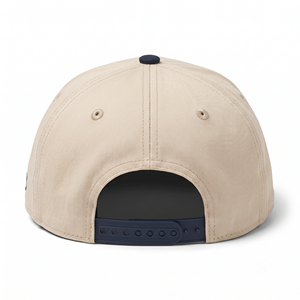 Casquettes Snapback Unisexe en Toile Structurée Vintage à 6 Panneaux avec Bordure Crème Beige et Marine, Logo Monogramme Brodé en Relief 3D Personnalisé, Deux Tons - Product Image 5