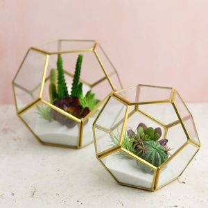 Direct Factory Prices High Grade Metal and Glass Box with Gold <b>Frame</b> Glass Terrarium Metal Planter Glass Geometric Terrarium - Product Image 5