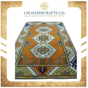 Tapis rectangulaire en laine et acrylique à motif géométrique oriental tendance, antidérapant, noué à la main, à poils moyens, pour salon - Product Image 6