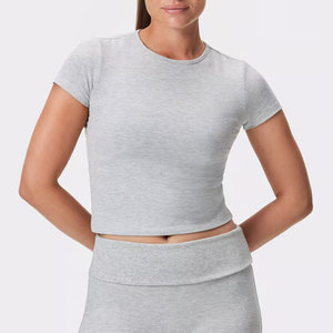 Camiseta Deportiva Corta Personalizada para Mujer, Transpirable, Compresiva, Elástica en Cuatro Direcciones, Ajustada, para Gimnasio, Verano - Product Image 1