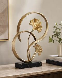 Modern Gold Plated Ginkgo Leaf Sculpture Handmade Artistic Tabletop Decor for Living Room - Product Image 1