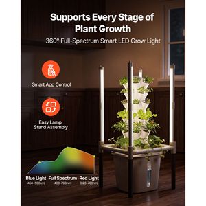 Kit Torre Idroponica a 6 Livelli con 30 Cialde, Luce LED per Coltivazione, Controllo Tramite App, Sistema Aeroponico Idroponico Verticale per Giardino Domestico - Product Image 4
