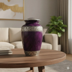 Urna de Metal Morada para Cenizas, Urna Conmemorativa Estilo Americano para Entierro de Adultos - Product Image 5