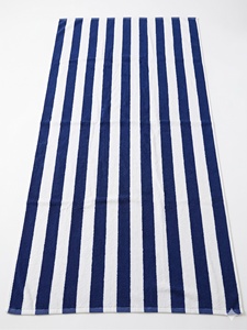Serviette de bain rectangulaire grande taille 36x72 pouces, rayée bleue et blanche, 100% coton, 450 GSM, écologique, séchage rapide, absorbante, pour la plage - Product Image 2