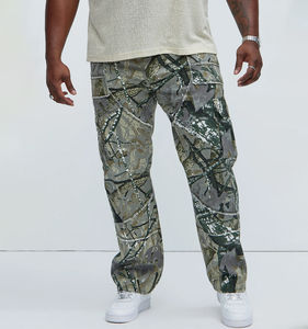 บริการ OEM ขายส่ง กางเกงจ็อกกิ้งคาร์โก้ลายพรางผ้าฝ้าย 100% สำหรับผู้ชาย กางเกงจ็อกเกอร์ทรงตรงแบบซิปสั่งทำพิเศษสำหรับผู้ชายสไตล์ฮิปฮอป - Product Image 4