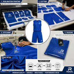 Ensemble de maillot de basket-ball RONAL bleu, débardeur sans manches avec short à taille élastique, vêtements de sport respirants pour adultes, personnalisable - Product Image 5
