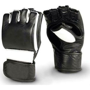 ถุงมือต่อสู้แบบเปิดนิ้วสไตล์ UFC สำหรับมืออาชีพ ทำจากหนังแท้ สำหรับการต่อสู้ในกรง  รับผลิตตามแบบ (OEM) ขายส่งสำหรับมวย - Product Image 4
