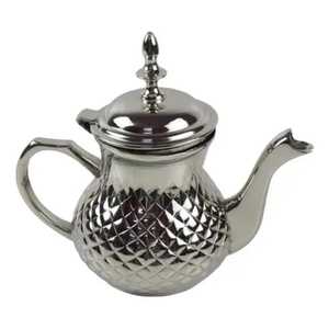 Engraved Brass <b>Teapot</b> with Intricate Floral Patterns Rounded Body Curved Spout Ornate Handle Domed Lid Handcrafted - Product Image 2