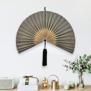 Ventilateur mural en bambou écologique, décoration murale grise nordique pour salon, chambre à coucher, décoration moderne - Product Image 5