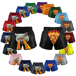 Shorts de boxe en polyester satiné respirant brodés pour hommes – Vente en gros par le fabricant d'équipements de combat Muay Thai - Product Image 1