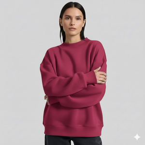 Sweat-shirt tricoté respirant à manches longues pour femme, col montant oversize, coupe décontractée, confortable, personnalisable, haute qualité, collection 2026 - Product Image 4