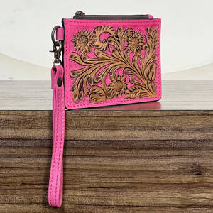 Cartera Delgada de Cuero Genuino Hecha a Mano con Diseño Floral Estilo Western, con Cierre y Espacio para Monedas y Tarjetas ATM para Mujer, 2026 - Product Image 4