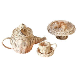 Juguetes de Mimbre Hechos a Mano para Niños, Tetera de Mimbre con Juego de Tazas, Juego de Juguetes de Cocina de Mimbre Natural de Vietnam, Venta al por Mayor - Product Image 5