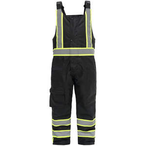 Salopette de sécurité industrielle noire haute visibilité avec bandes réfléchissantes néon, vêtements de travail de protection pour la construction - Product Image 2