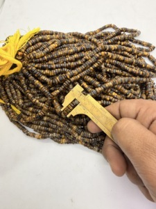 Venta al por Mayor de Cuentas de Ojo de Tigre de 6-8 mm Aproximadamente, Forma de Neumático, Piedras Preciosas Naturales Marrón Amarillo LG, Modelo LG45 de Rajasthan - Product Image 3