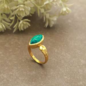 Handmade Natural <b>Turquoise</b> Stone <b>Ring</b> Marquise <b>Turquoise</b> <b>Ring</b> Bohemian Ethnic Gemstone Jewelry Gift for Her - Product Image 2