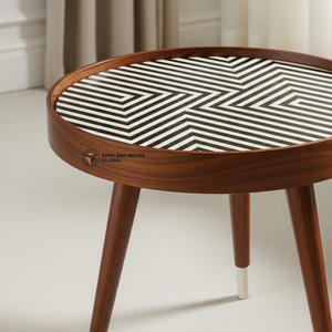 Traditional Hand-Painted Meena Wooden <b>Stool</b> Decorative Round Side <b>Table</b> <b>with</b> Mandala Art Ethnic Indian Style for Home Decor - Product Image 3