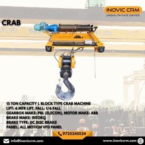 INOVIC CRM 15 Ton Heavy Duty Electric EOT Crane Crab Machine | Double Girder Motorized Trolley for Industrial Overhead Lifting - Product Image 2