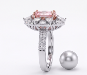 Fancy Pink Oval La Grown Diamond <b>Ring</b> Halo Diamond <b>Ring</b> for Women Wedding Engagement Bridal Fine Jewelry <b>cocktail</b> <b>ring</b> - Product Image 3