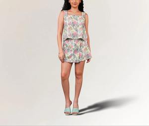 Robe mini sans manches en coton 100% de qualité supérieure, col en V, coupe évasée, pour femme, confortable, élégante, écologique, taille élastique, idéale pour l'été - Product Image 1