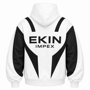 Sweat à capuche oversize uni blanc et noir de qualité supérieure |   Veste à capuche avec masque facial Front Streetwear |   Vêtements d'extérieur unisexes à la mode avec masque intégré - Product Image 2