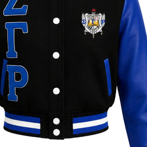 เสื้อแจ็คเก็ตครอปผ้าซาติน Sigma Gamma Rho สำหรับผู้หญิง สไตล์ลำลอง ซิปหน้า เสื้อคลุมดีไซน์บอมเบอร์ทันสมัย แฟชั่นสตรีทแวร์สำหรับชมรมนักศึกษา ขายส่ง - Product Image 6