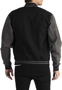 Custom Embroidery Varsity <b>Jacket</b> Black and <b>White</b> for <b>Men</b> Unisex College Style Waterproof Windproof Outerwear OEM Supplier - Product Image 2