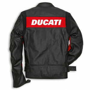 Ducati Motorcycle Leather <b>Racing</b> <b>Jacket</b> Windproof Heat-Transfer Printed Front Logo Unisex Adults 220 Grams Full Sleeve - Product Image 2