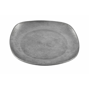 Plateau de service rond en acier inoxydable pour restaurant et usage domestique, vaisselle et assiettes de style vintage à des fins décoratives - Product Image 1