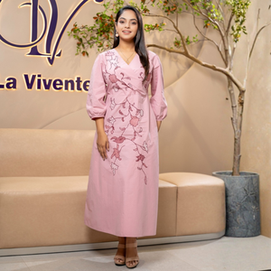Elegante Vestido de Algodón Rosa Pálido para Mujer - Product Image 2