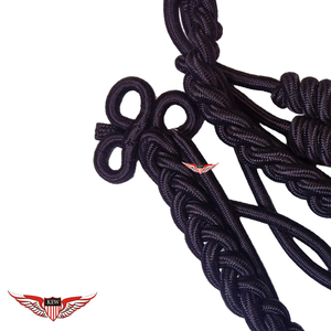 <b>Black</b> Aiguillette Shoulder Twisted Aiguillette with Metallic Silver Tip - Product Image 3