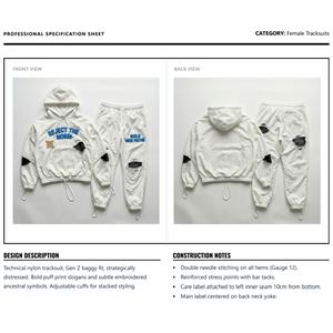 Conjunto Deportivo de Dos Piezas para Mujer, Chaqueta Cortavientos con Capucha de Nailon Estampado y Pantalones Anchos de Pierna Ancha, Ropa Urbana al por Mayor - Product Image 6