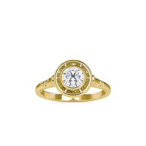 Bague classique en argent 925 avec diamant Moissanite taille ronde, bande unie, halo solitaire, cadeau d'anniversaire - Product Image 1
