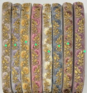 Handmade 100% Cotton Embroidery <b>Lace</b> Trimming with Sequins for Dresses Bags & Home Decor - Product Image 3