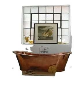 Baignoire autoportante 100% cuivre pur, finition martelée antique, double marchepied, moderne - Product Image 2