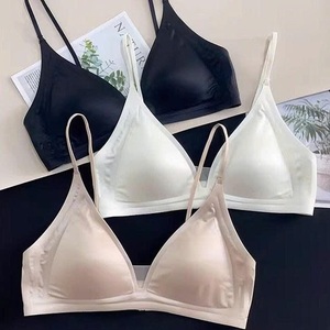<b>Bra</b> Set Seamless Adjustable Sling Everyday Charming Thong Underwear Breathable Comfortable Free Plain Dyed - Product Image 1