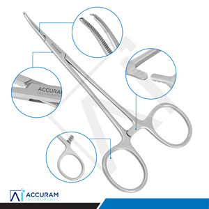 Pinza Hemostática Curva Accuram Micro Halsted 1X2 Dientes, Instrumento Quirúrgico Dental Manual de Acero Inoxidable - Product Image 2