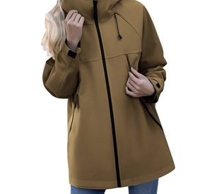 Veste unisexe douce 100% polyester, col montant, résistante à l'eau, fermeture éclair, vêtement d'extérieur, coupe classique, qualité supérieure - Product Image 3
