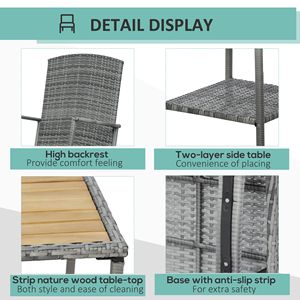 Set di 3 Sedie a Dondolo in Rattan PE per Esterni con Cuscini Morbidi e Tavolino in Legno Naturale per Patio o Uso Ospedaliero - Product Image 5