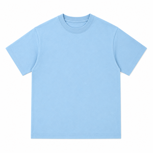 เสื้อยืดลำลองผู้ชายสีฟ้าอ่อนคอกลมแขนสั้นผ้าฝ้ายทรงปกติ - Product Image 3