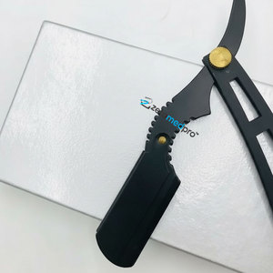 Rasoir personnalisé avec logo pour barbier, lame en acier durable pour le visage, le bikini et les aisselles, classique noir avec verrouillage à bascule - Product Image 5