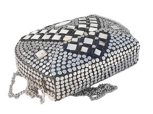 Handmade Golden Kundan Stone Clutch/Ethnic Metal Party Bag for Women Detachable Chain - Product Image 2