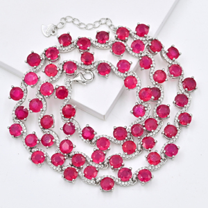 Pink <b>Ruby</b> Gemstone 925 Sterling Silver Jewelry <b>Necklace</b> for Women Bridal Wedding Natural <b>Ruby</b> Stone Fine Jewelry <b>Necklace</b> - Product Image 4