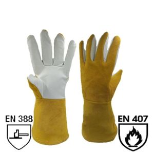 Guantes de Soldadura de Piel de Cabra con Costuras de Kevlar, Resistentes al Fuego, Puño Largo de 330 mm para Mayor Destreza y Protección - Product Image 1