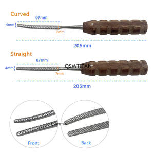 Limas y escofres para huesos, rectas y curvas, ortopédicas, de acero inoxidable con mango de madera, instrumento quirúrgico manual CE - Product Image 4