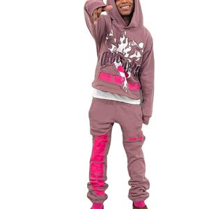 Ensemble de survêtement sportif pour homme, noir et blanc, à blocs de couleur, manches longues, avec cordon de serrage, coupe régulière, pour l'automne, design 2-en-1 - Product Image 4