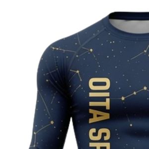 Camiseta de Compresión Azul Marino de Manga Larga con Estampado de Constelaciones, Ropa Deportiva Transpirable Sublimada para Entrenamiento Atlético y Gimnasio - Product Image 3