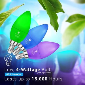 BlueX Confezione da 2 Lampadine LED Gialle 4W (Equivalente a 40 Watt) Attacco E12 per Decorazioni Feste, Portico, Illuminazione Domestica, Lampadina Gialla e Rosa - Product Image 3