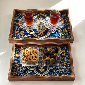 Bandeja de madera de acacia Natural de alta calidad, segura para alimentos, duradera, moderna, minimalista, bandeja de madera pulida para servir para la mesa del hogar - Product Image 2